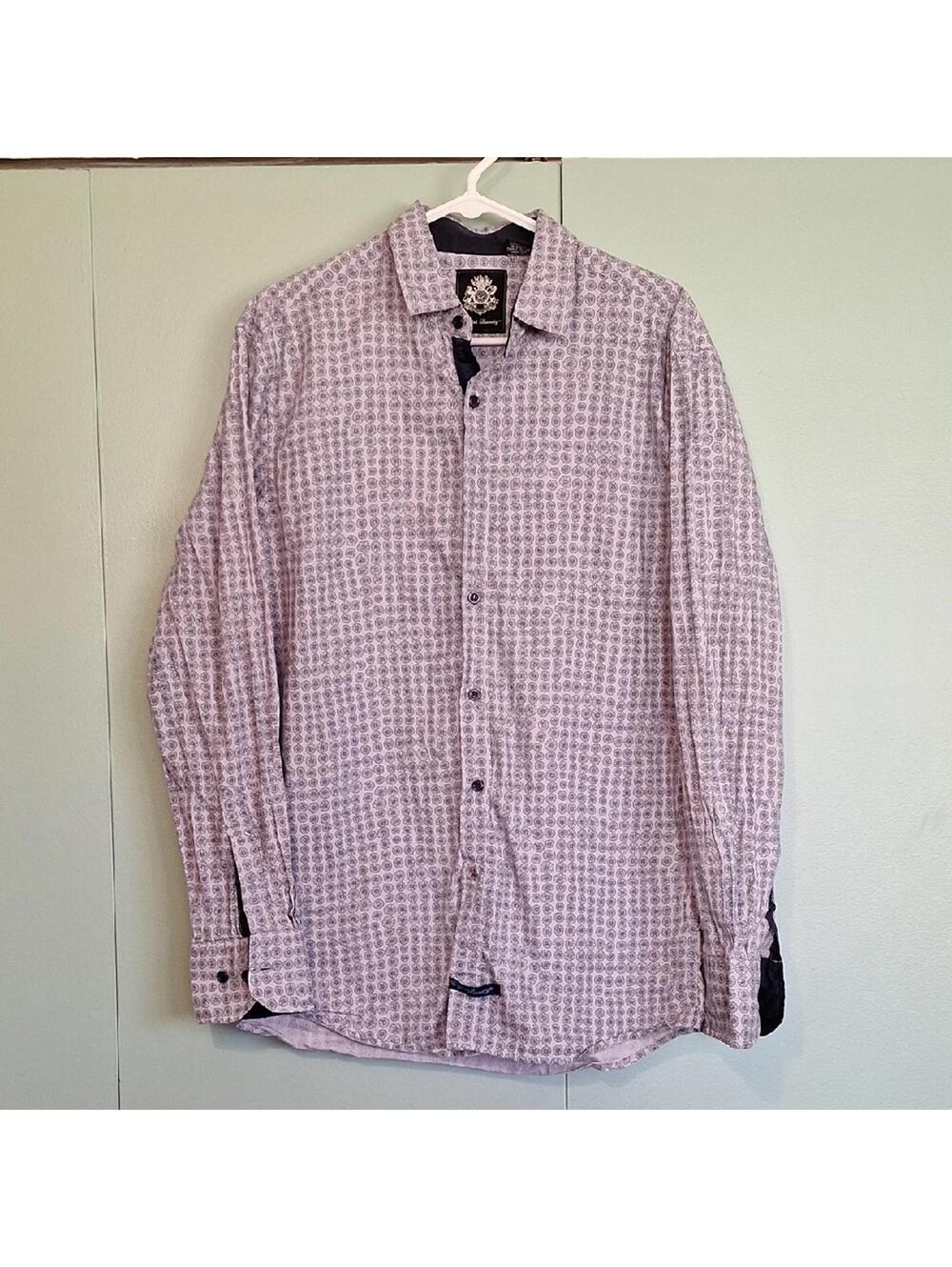 English Laundry Blue Print Button Up Dress Shirt Size Medium